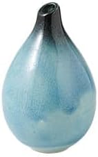 Wazakura Minoyaki Ceramic Small Ikebana Flower Bud Vase Made in Japan, Handpainted Floral Arrangement Pottery Supplies - Drop Shaped SkyBlue Vase