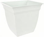 The HC Companies Eclipse Square Plastic Planter w/Attached Saucer - Outdoor & Indoor Plant Pot with Drainage Holes - Lightweight, UV-Resistant Plastic Pots for Plants (6" White, Pack of 1)