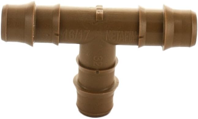 Netafim 17mm Techline Insert Tee - Drip Irrigation Barbed Tee Connector (5 PCS) | Compatible with 1/2" Drip Line Tubing | Easy Install | Precision Garden Watering (00135-000870)
