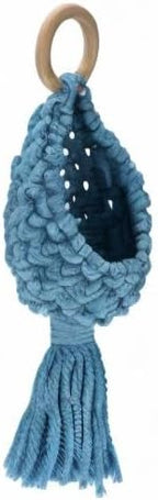 PATIKIL Macrame Hanging Planter, 10" Oval Home Air Plant Holder Decorative Flower Pot Basket for Indoor Garden, Blue
