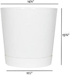 Root & Vessel Majestic Full Depth Cylinder Pot, Glossy White, 14-Inch (10142)