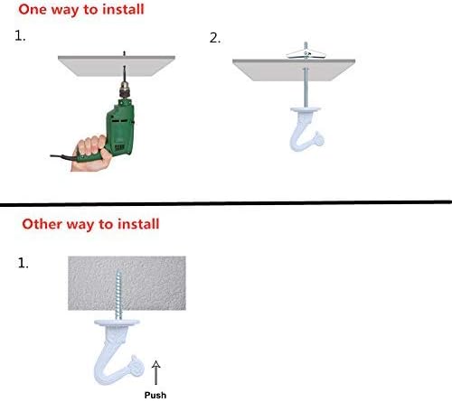 6 Sets White Ceiling Hooks for Hanging Plant, Heavy Duty Swag Toggle Hooks with Hardware (White)