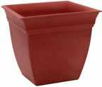 The HC Companies Eclipse Square Plastic Planter w/ Attached Saucer - Outdoor & Indoor Plant Pot with Drainage Holes - Lightweight, UV-Resistant Plastic Pots For Plants (12" Clay, Pack of 1)