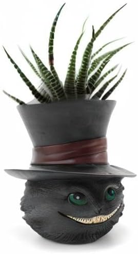 Unique Black Cat Head Little Planter Pot, Cute Succulent Indoor Flower Pot, Funny Novelty Resin Plant Flowerpot with Drain Hole, Cat Pen Brushes Holder, Lovely Desk Room Home Decor