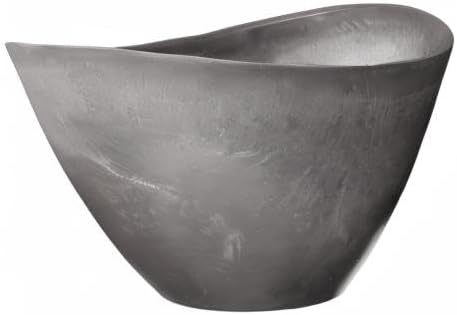Arcadia Garden Products PSW Pot Collection YB41CT Plastic/Stone/Wood Composite Curved Planter Pot – No Drainage Hole (Drillable), for Indoor and Outdoor Plants and Gardens, 16-inch, Cement Gray