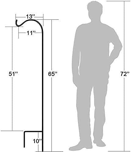 BEAU JARDIN 4 Pack Solid Shepherds Hook 65in Tall One Piece Structure No Assembly Required 1/2in Thick Heavy Duty Shepards Hook for Bird Feeders Pole Garden Outdoor Plants Lanterns Wedding Metal