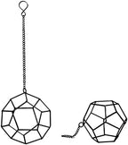 Iron Air Plant Holder, 6PCS Geometric Tillandsia Stand - Wall Mounted Hanging Planter for Home Office Decor, Black Metal Himmeli Craft for Air Ferns, Small Airplants Display