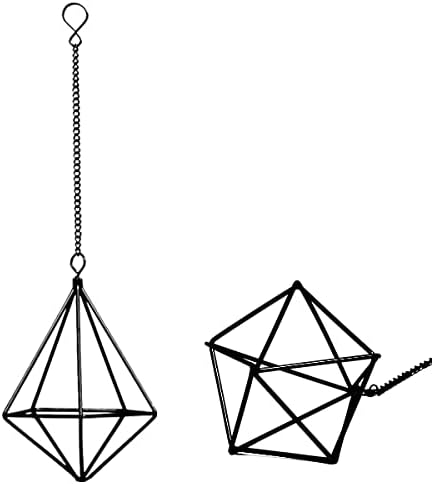 Iron Air Plant Holder, 6PCS Geometric Tillandsia Stand - Wall Mounted Hanging Planter for Home Office Decor, Black Metal Himmeli Craft for Air Ferns, Small Airplants Display