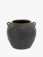 Handle Pottery 12 Inch Ceramic Jar, Vintage Inspired Decorative Pot with Dual Handles for Flowers, Storage, or Display