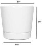 Novelty Majestic Full Depth Round Cylinder Pot, Glossy White, 8-Inch (10082)