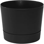 Root & Vessel Majestic Mid-Century Modern Low Profile Cylinder Pot, Matte Black, 10.5"