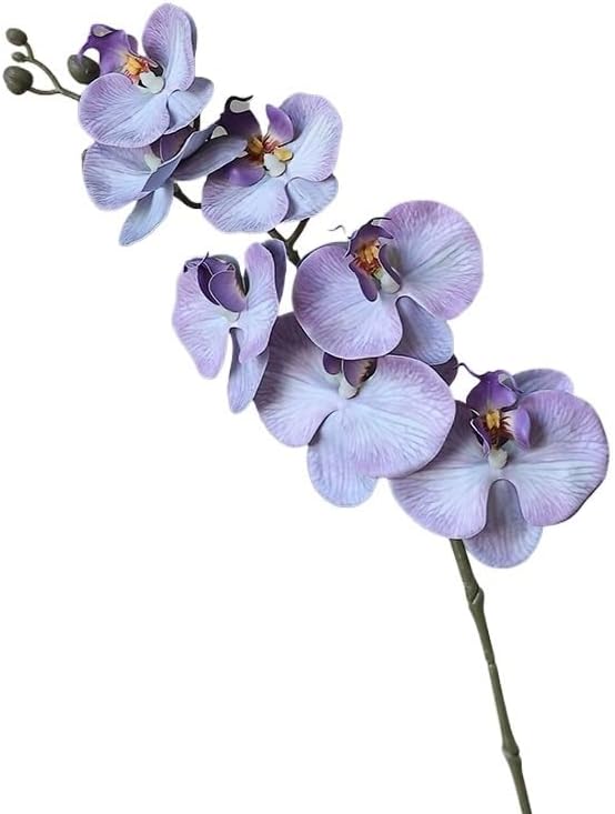 Artificial Phalaenopsis Orchid Realistic Faux Flower for Home Decoration, Hallway, Dining Table, and Living Room(7-headgrayandpurple)