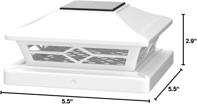 VOLISUN Solar Post Cap Lights: 4 - Pack Outdoor Deck Post Cap Lights White for Dock Fence Waterproof 2 Color Modes,4x4/6x6 Wooden/Vinyl Posts