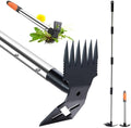 60" Weed Puller Tool with Long Handle and 17" Weeding Tools Gardening Set, Dual Side Hand Weed Rake and Hoe Garden Weeder, Uprooting Weed Pulling Remover Tool for Yard, Patio, Lawn and Garden Planting