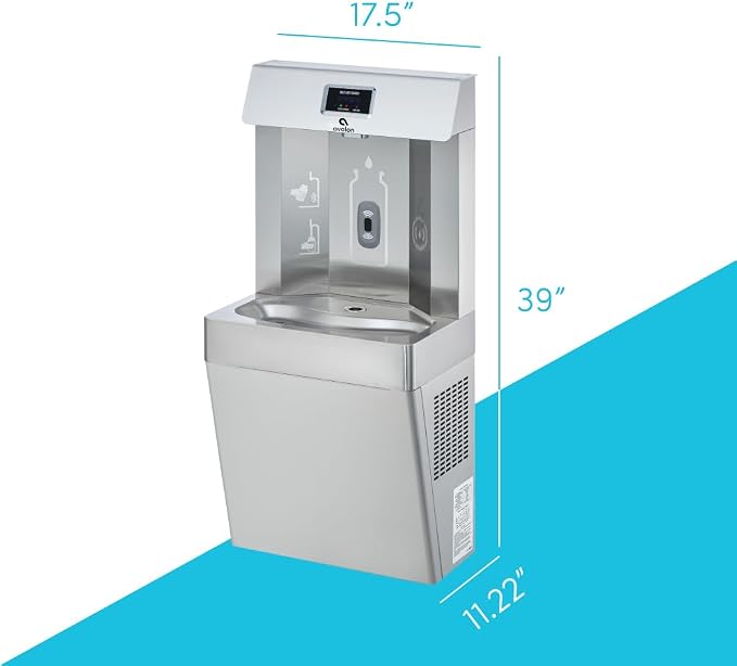 Avalon Wall Mounted Water Fountain with Bottle Filling Station, High Capacity Cooling, Sensor Dispensing, Self Cleaning, Digital Bottle Counter Display, Dual Filtration, ADA Compliant