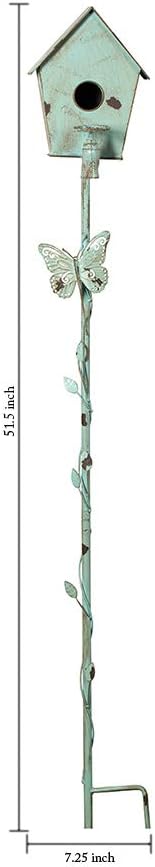 Bird Houses for Outside with Pole Metal Birdhouse Stakes Decorative Outdoor, Reclaimed Faucet Accent (Teal, 52")