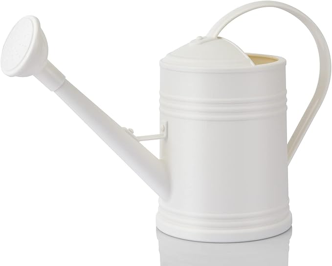 Plastic Watering Can for Indoor Plants Outdoor Garden Flowers - House Plant Watering Can with Sprinkler Head (1/2 Gallon, White)