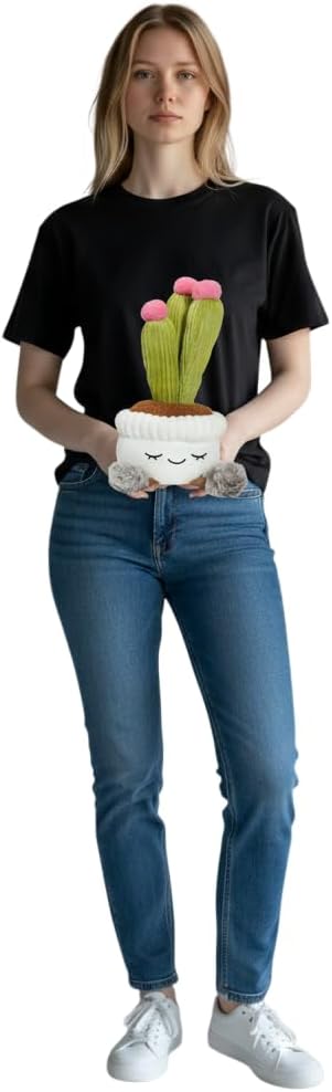 Plush Succulent Plant in Pot – Large 12 Inch Stuffed Succulent Cute Fake Plant Decor for Desk, Bedroom & Nursery, Soft Potted Plant Gift(Oyster Plant)