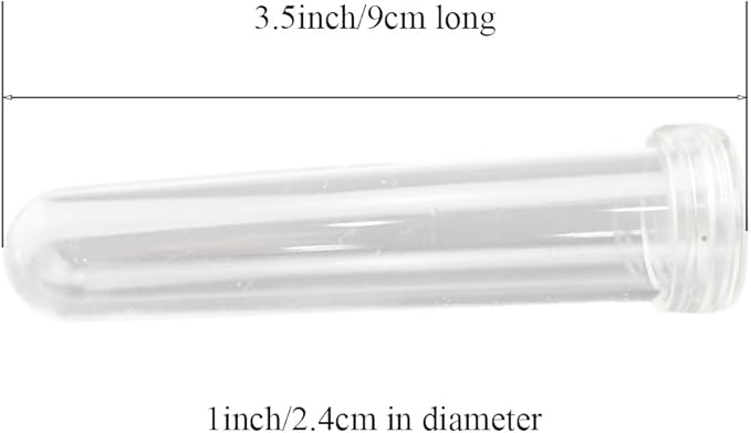 HAHIYO 25PCs 3.5X1Inch Transparent Plastic Floral Tubes Floral Water Tubes Flower Vials with Silicone Cap for Plants Fresh Flowers Arrangement Decoration Milkweed Cutting Florist Supplies