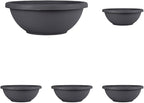 The HC Companies 20 Inch Large Garden Bowl Planter - Shallow Plant Pot with Drainage Plug for Indoor Outdoor Flowers, Herbs, Warm Gray (Pack of 5)