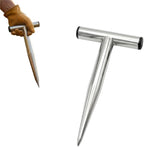 Plant Hole Digger for Planting, 2026 New T Wooden Handle, Seed Planter Tool for Plant Labels, for Self Watering Stakes, Hand Held Bulb Planter for Tulip Daffodil Crocus Garden Tool (S Solid)