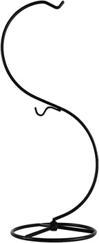 13 Inch Unique Ornament Display Stand, Black Metal Ornament Hanger Stand, S-type Two Hooks for Hanging Glass Globe(5inch), Christmas Ornament, Air Plant Terrarium, Witch Ball, Home Wedding Decoration (1, 13.8x5"Black)