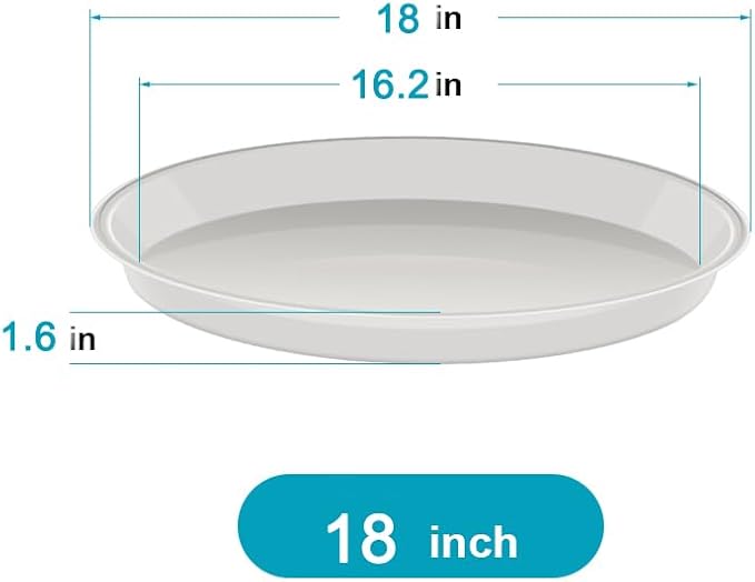 VUWEZ 6 Pack of 18 inch Plant Saucer (16 Inch Base), Plant Saucer 18 Inch Round, Plant Trays for Pots, Plant Drip Tray, Plant Pot Saucers, Pot Saucer 18", Plant Saucers for Indoors (18", Black)