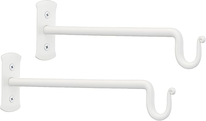 RTZEN Plant Hangers Outdoor or Indoor - Wrought Iron Metal Hanger Indoor Hook - Heavy Duty Wall Bracket Hooks for Hanging Plants Baskets Lanterns Wind Chimes - 2 Pack (White Shepherds Hooks 10")