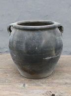 Handle Pottery 12 Inch Ceramic Jar, Vintage Inspired Decorative Pot with Dual Handles for Flowers, Storage, or Display