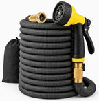 J&B XpandaHose 75ft Expandable Garden Hose – Ultra-Strong 3750D, 4-Layer Latex Core, Brass 3/4" Connectors, 10-Pattern Nozzle & Storage Bag – Lightweight, Kink-Reducing, Leak-Resistant