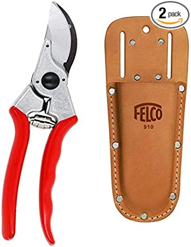 Felco 2 Bypass Pruner and Leather Holster (Bundle, 2 Items)