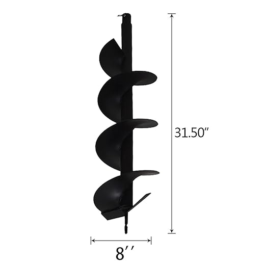 8Inch Auger Drill Bit, Planting Garden Planter Garden Drill Bit Post Hole Rapid Planter Compatible Auger Machine Head with 3/4In Shaft