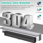 Waterfall Spillway for Indoor/Outdoor Decorative,Stainless Steel Fountain Spillway Kit Modern Embedded Design for Pool & Garden Ponds One Piece Waterfall Outlet for Elegant Outdoor Décor