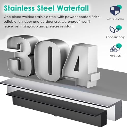 Waterfall Spillway for Indoor/Outdoor Decorative,Stainless Steel Spillway Kit Modern Embedded Design for Pool & Garden Ponds Waterfall Outlet Ideal for Outdoor Water Features & Landscaping