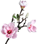 Artificial Orchid Flower Arrangement for Home Decoration - 3 Heads Magnolia Artificial Flowers for Living Room and Dining Table (Color : Dark Pink)