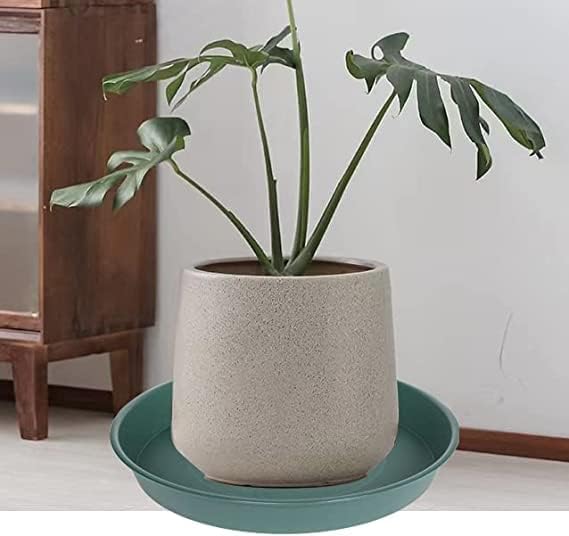 2 Pack of 10 inch Plant Saucer Gray, Heavy Duty Plastic Plant Saucer 10 inch Round, Durable Plant Tray for Pots, Plant Saucers for Indoors, Plant Trays for Planter 9"/10" (10", Green)