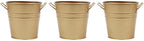 Hosley Set of 3 Gold Metal Bucket/Pots with PVC Liner, Ideal Gift for Floral Arrangements Wedding Home Office Party DIY Indoor Outdoor Garden Patio 5" Dia x 5" H