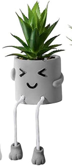 Zen Home Cute Fake Plants for Shelf - Mini Succulent Plants - Small Artificial Plants for Shelf Decor - Desk Plants for Office - Small Faux Plant - Cute Fake Plants for Home, Office, Class (Shy Kid)