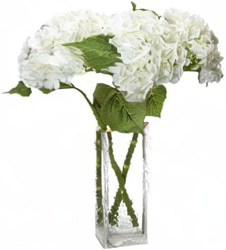 DUYONE 3PCS 22 inch Lifelike Artificial Hydrangea Large Flowers Artificial Flowers Dry Flowers Outdoor Wedding Christmas Office Family Party Living Room Table Decoration (White)