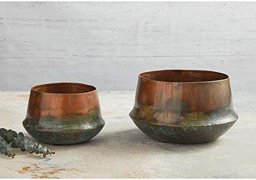 47th & Main Rustic Finished Planter/Pot, 5" Diameter, Copper/Blue