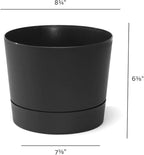 Root & Vessel Majestic Mid-Century Modern Low Profile Cylinder Pot, Matte Black, 8.5"