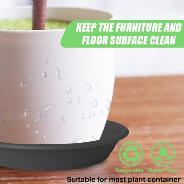 6 Pcs Plastic Plant Saucer Trays 7.5" (5.9" at Base), Single Size, Strong 6 8 10 12 inch Plant Water Catcher Tray for Pots Indoors Planter Drainage Drip Dish Potted Flower Bottom Plate Outdoor