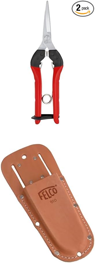 FELCO FELCO322 Model 322 Snips, Red & Leather Holster (F 910) - Tool Pouch for Pruning Shears or Construction/Utility Tools 26 x 16 x 12 cm