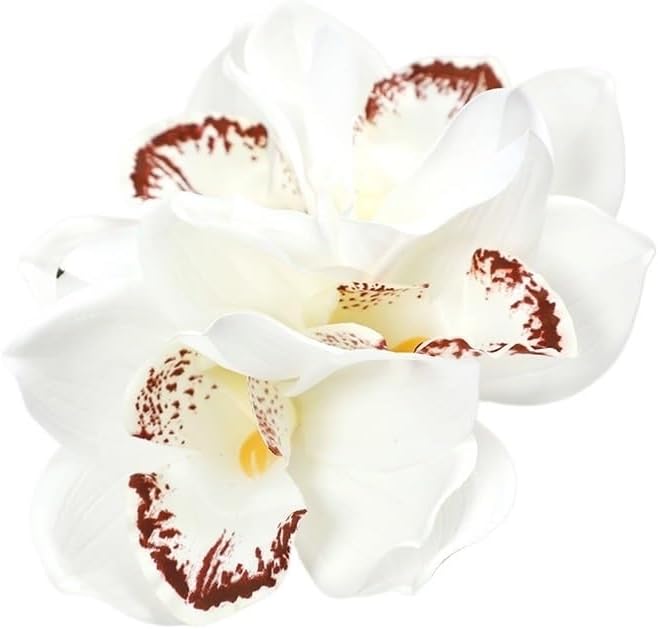 HUFFA Moisturizing Hand-Feeling Orchid Bundle Home Living Room Decoration Ornaments Fake Flower Bonsai Hand-Feeling Phalaenopsis(White)