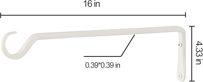 AILIN YELOKIE 16" Plant Hangers 2-Pack - Heavy Duty Rust-Resistant Steel Hooks for Bird Feeders, Indoor/Outdoor Plants & Wall Decor, White