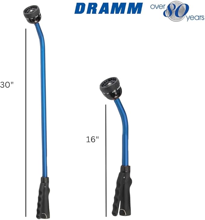 Dramm Touch-N-Flow Rain Wand – 30” Long, Green – Full Watering Flow with Trigger-Style Shut-Off Valve & Lock – High-Flow, Gentle Spray for Gardens, Hanging Baskets & Flowerbeds