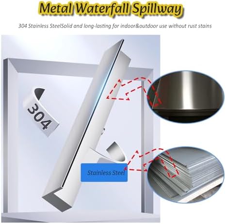 Waterfall Spillway for Indoor/Outdoor Decorative,Pond Spillway Kit Waterfall Overflow with Soft Tubing & Connectors for Koi Ponds Back Inlet Fountain Spray Water Feature Enhancer Outdoor Gar