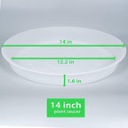 2 Pack of 14 inch Plant Saucer (12.2 Inch Base), 1.7" Depth Tray, Large Deep Garden Plastic Flower Planter Plant Trays for Indoors Outdoor Bath Bath (14", Clear)