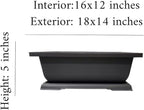 CZ Grain Heavy Duty Outdoor Bonsai Pot - 18in Pot w Drain Holes and Tray for Handling The Outdoor Weather