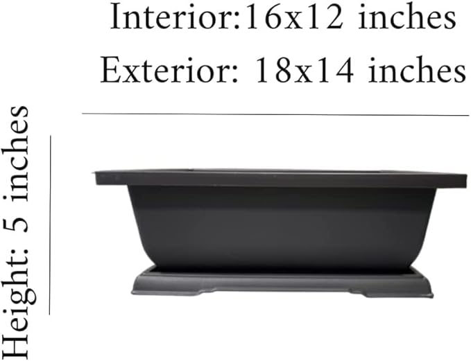 CZ Grain Heavy Duty Outdoor Bonsai Pot - 18in Pot w Drain Holes and Tray for Handling The Outdoor Weather